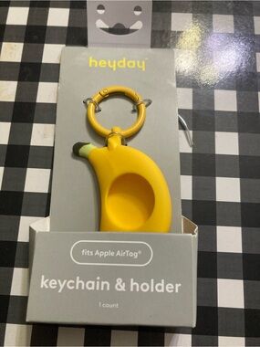 heyday Yellow Banana AirTag Keychain Holder with Yellow Ring. New in package.